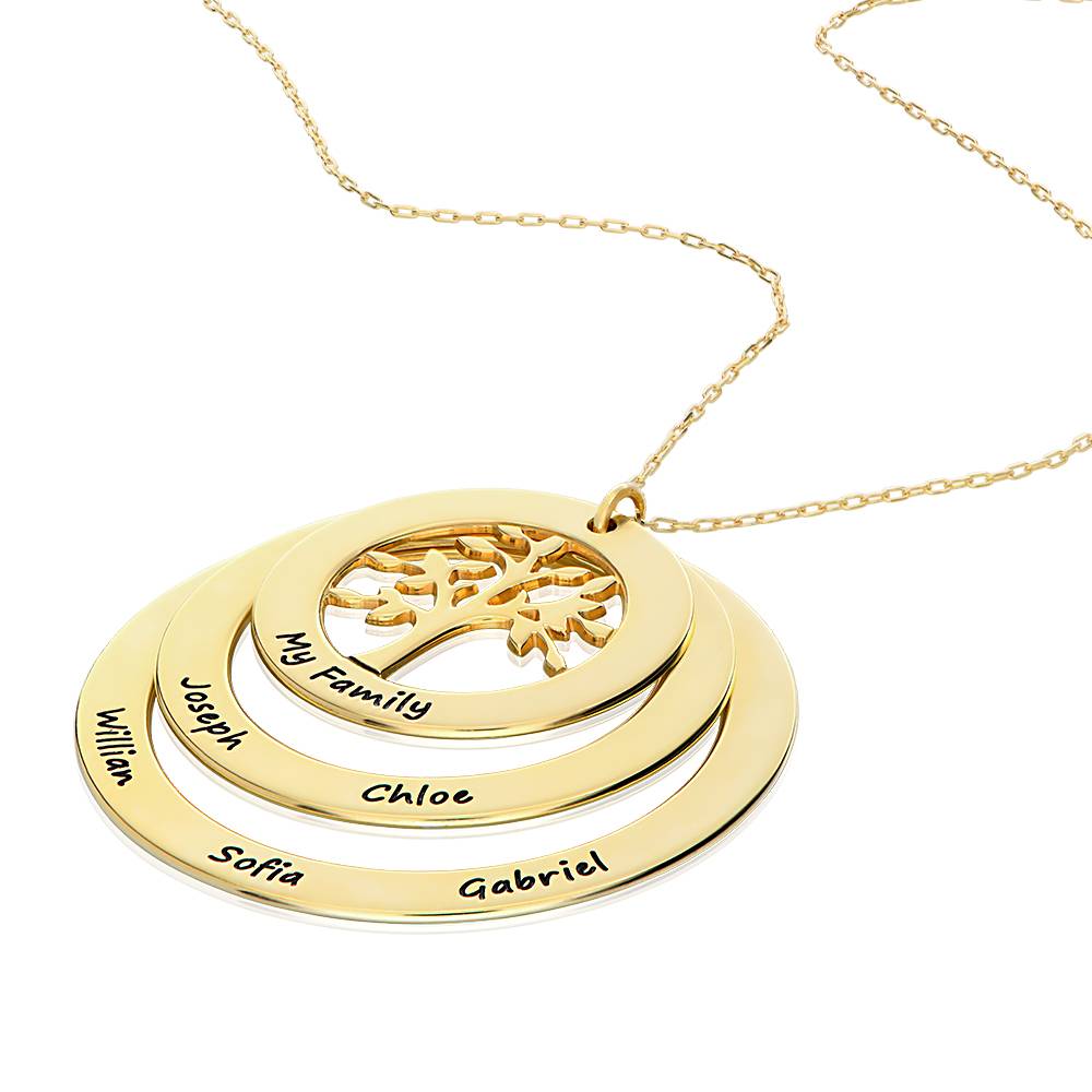 Collar del Círculo de Familia con árbol de la familia en oro sólido de 10k-2 foto de producto