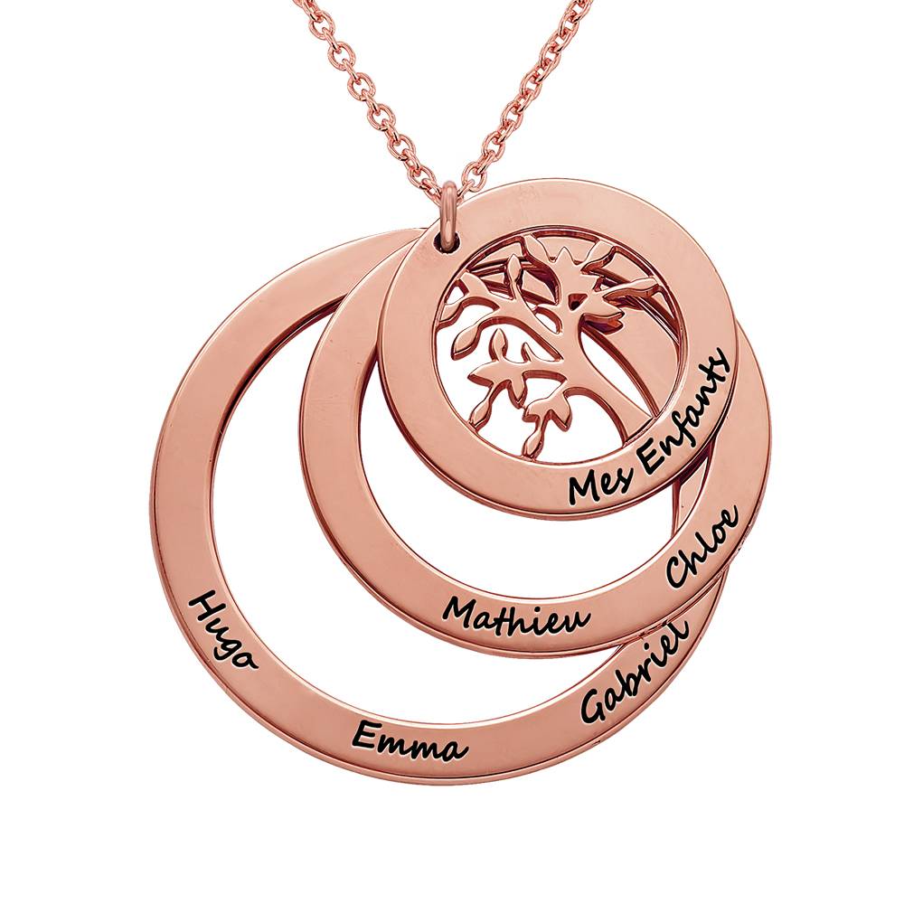 Family Circle Necklace with Hanging Family Tree in 18K Rose Gold Plating-5 product photo