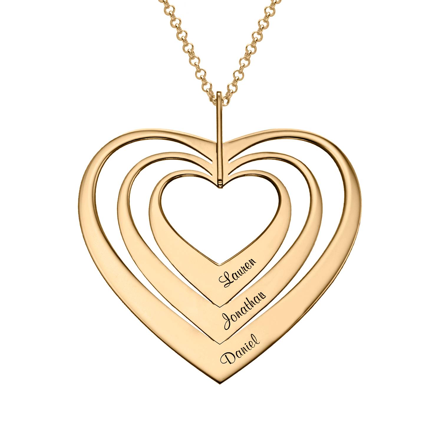 Family Hearts necklace in Gold Vermeil-2 product photo
