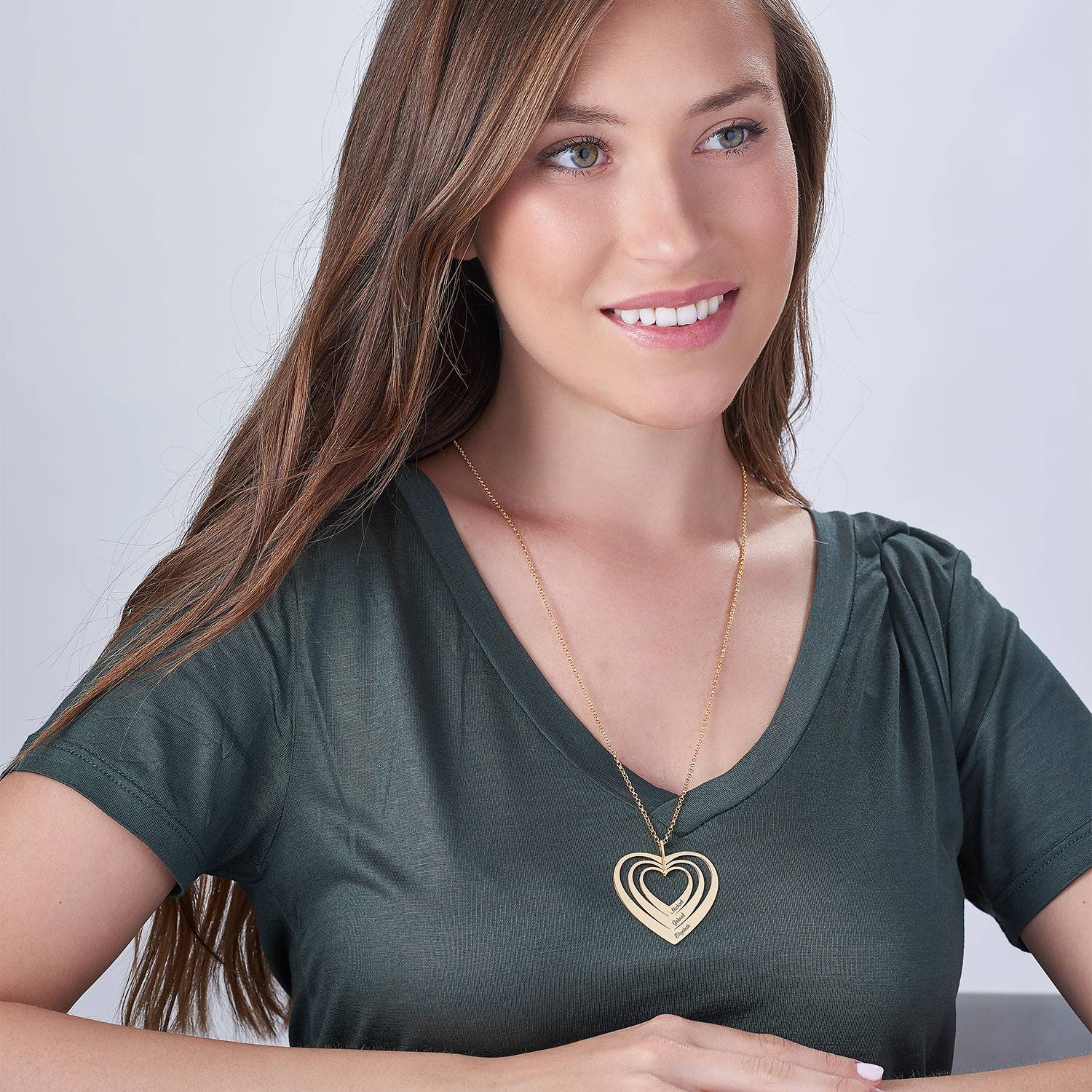 Family Hearts necklace in Gold Vermeil-3 product photo