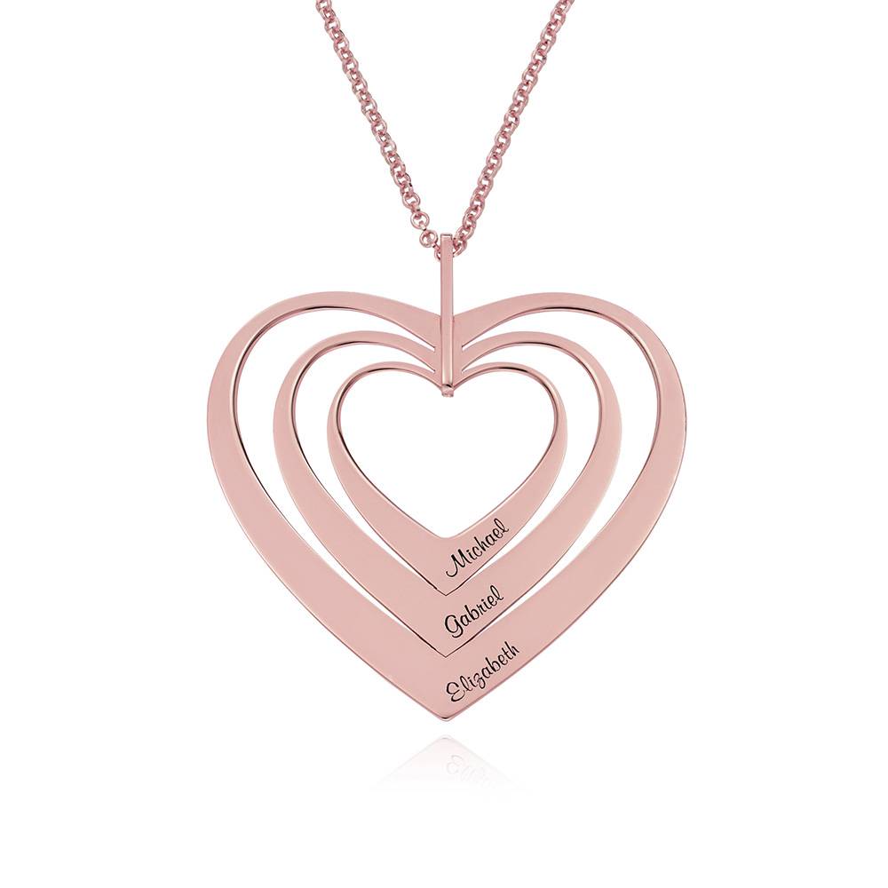 Hjerteformet familiehalskæde med navne i rosaforgyldt sølv-1 produkt billede