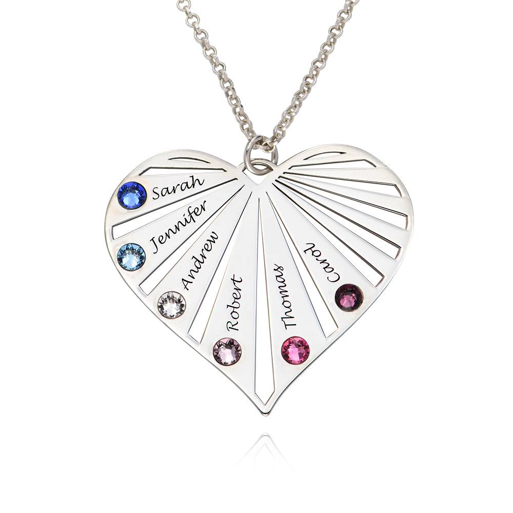 Family Necklace with birthstones in Silver Sterling-3 product photo