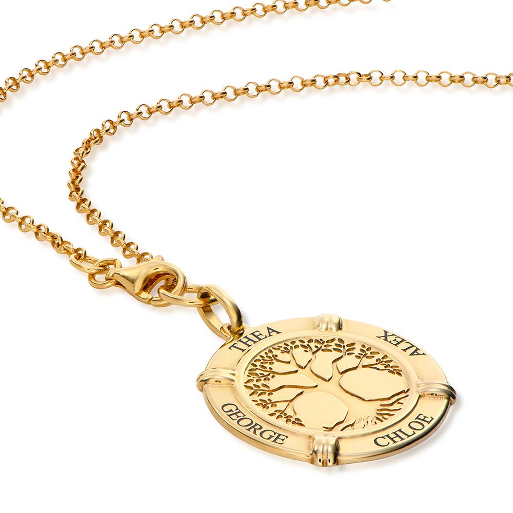 Collier Médaillon personalisable, Edition Arbre de vie en Plaqué Or 18 carats-2 photo du produit