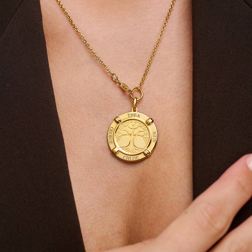 Collier Médaillon personalisable, Edition Arbre de vie en Vermeil 18 carats-3 photo du produit