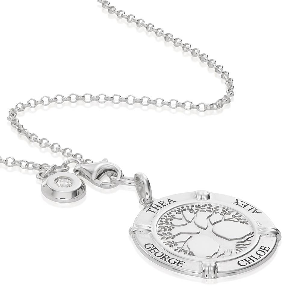 Collier Médaillon personalisable & diamant, Edition Arbre de vie en Argent 925-6 photo du produit