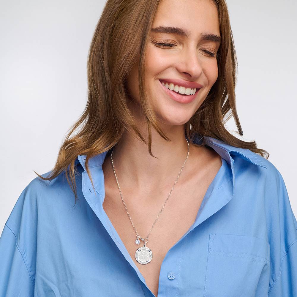Collier Médaillon personalisable & diamant, Edition Arbre de vie en Argent 925-3 photo du produit