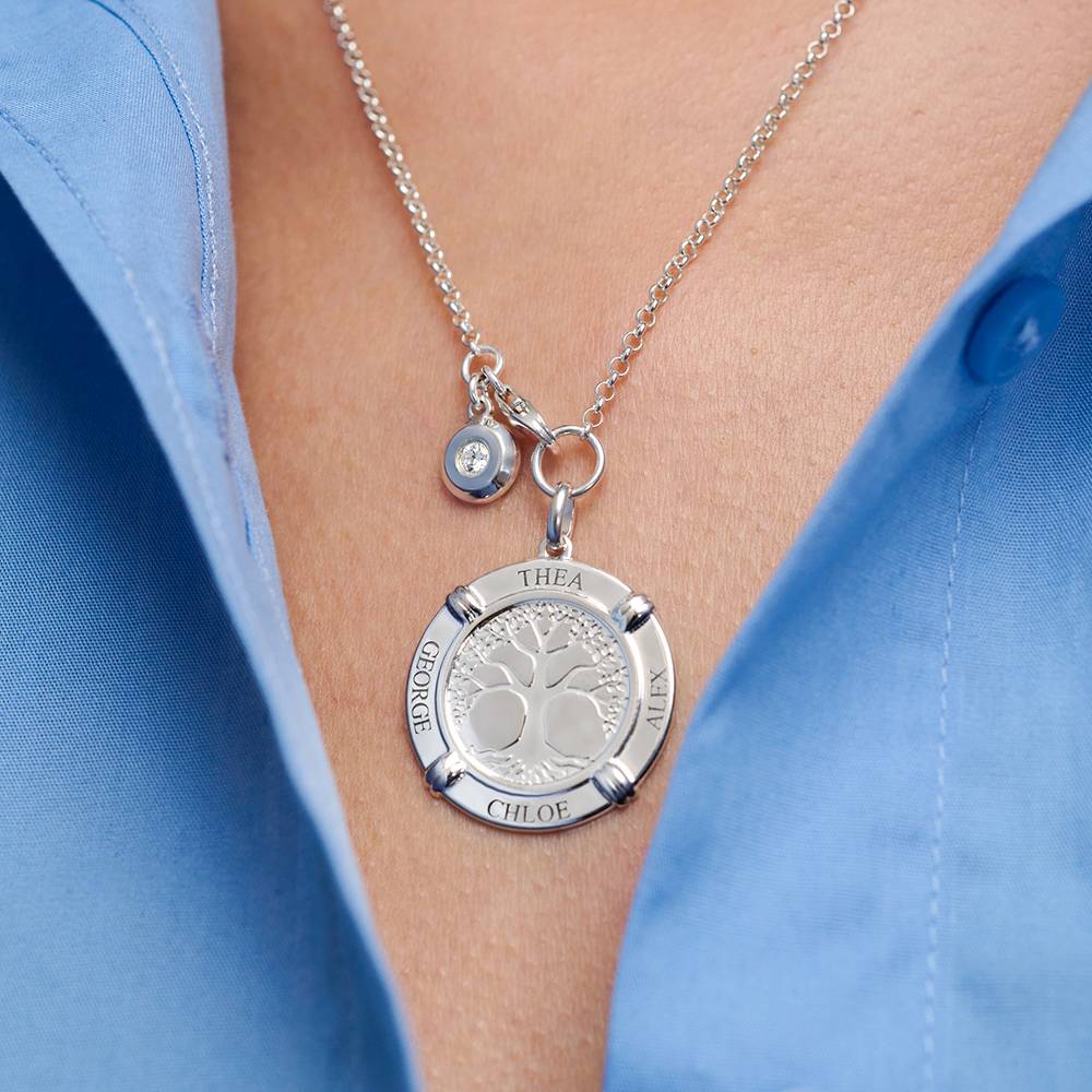 Collier Médaillon personalisable & diamant, Edition Arbre de vie en Argent 925-1 photo du produit