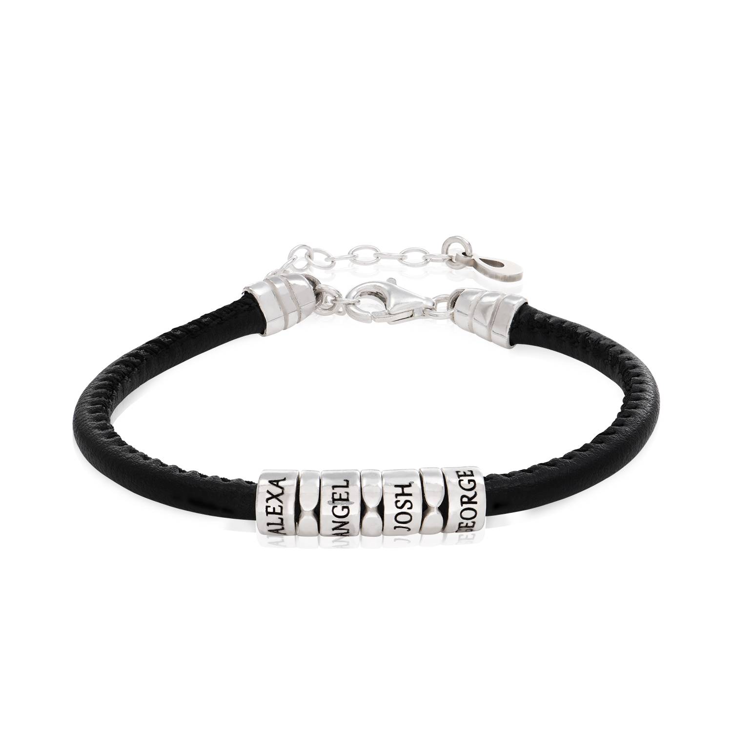 Faux Leather Zirconia Bracelet in Sterling Silver-5 product photo