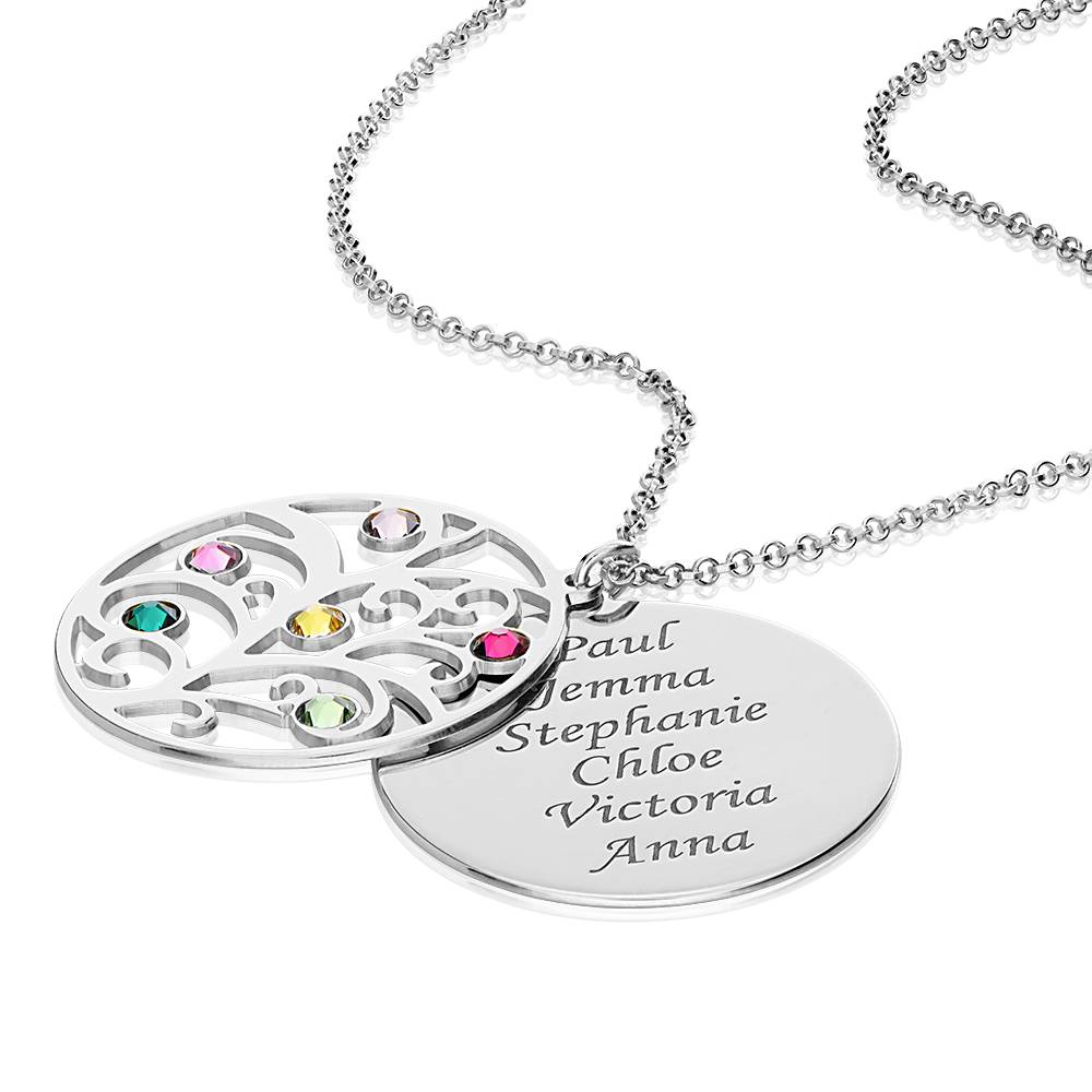 Filigree Family Tree Birthstone Necklace in Sterling Silver product photo