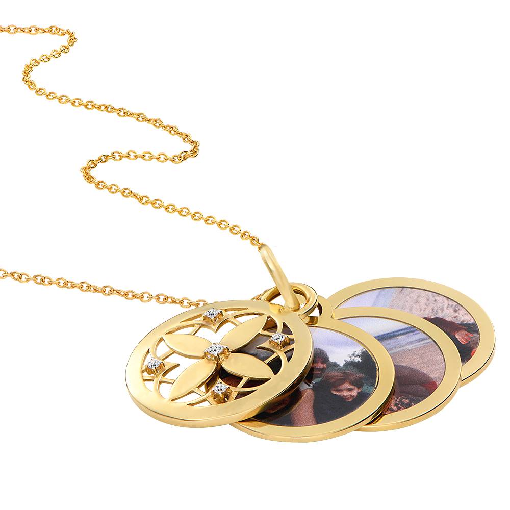 "Floret" collar con colgante de foto en chapa de oro 18K-4 foto de producto