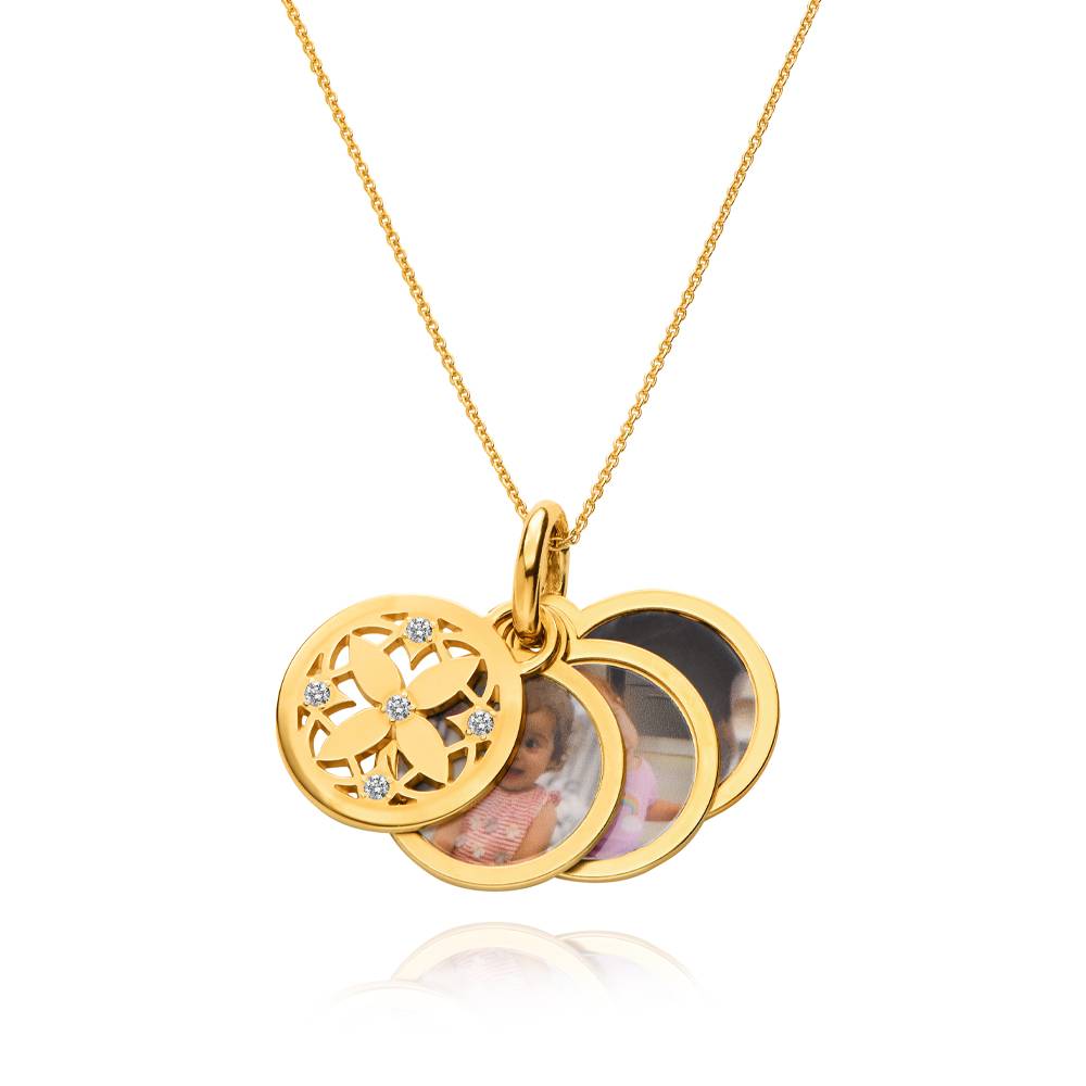 Bloem Foto Hanger Ketting med Diamanten in Verguld