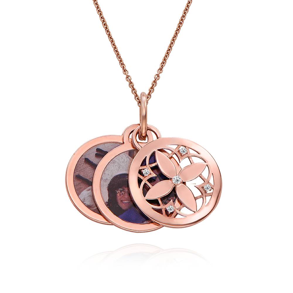 Floret Photo Pendant Necklace in 18K Rose Gold Plating product photo