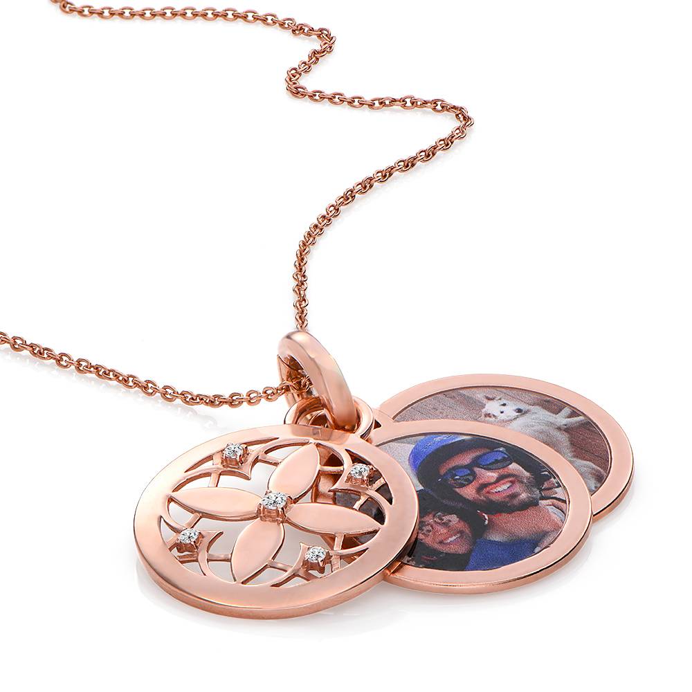 Floret Photo Pendant Necklace in 18K Rose Gold Plating product photo