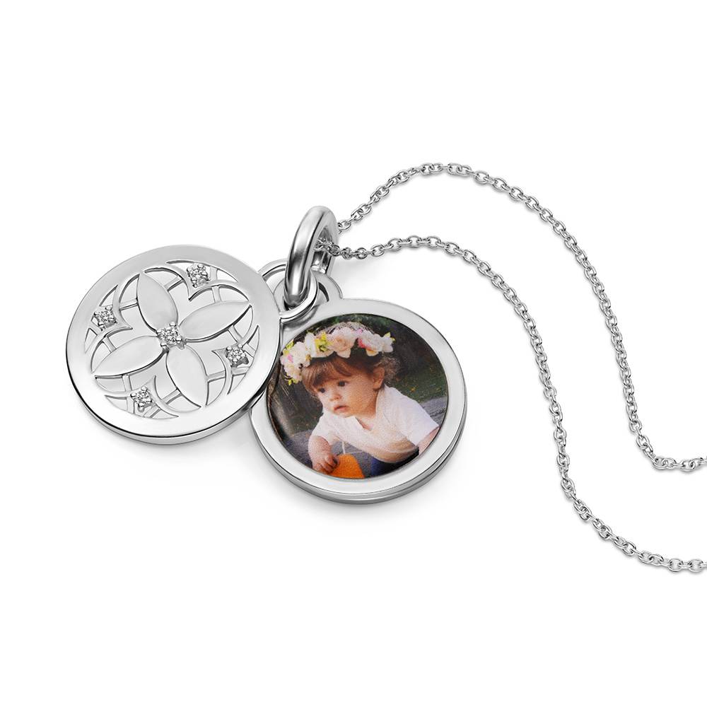 Collana Medaglione In Argento 925 Per Donna - Con Foto - Ciondolo Rotondo - Catena 45+5 Cm - Regalo Significativo
