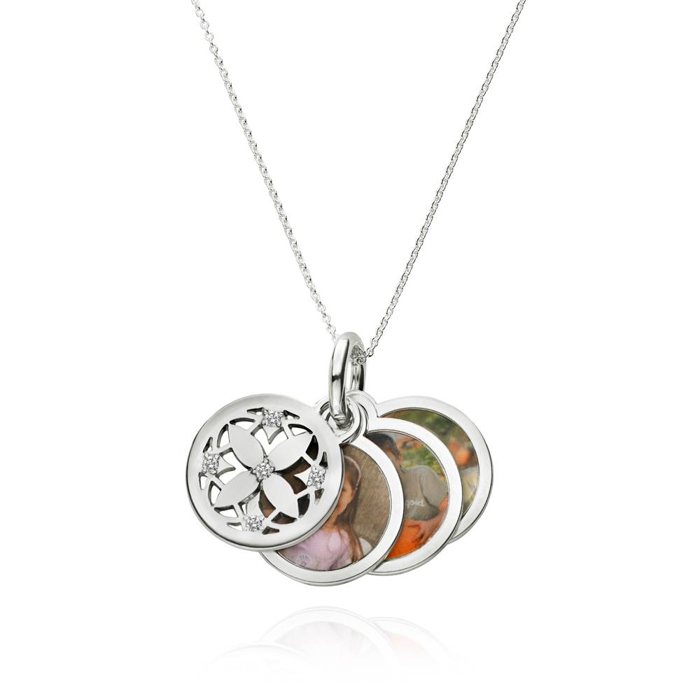 Bloem Foto Hanger Ketting med Diamanten in 925 Zilver