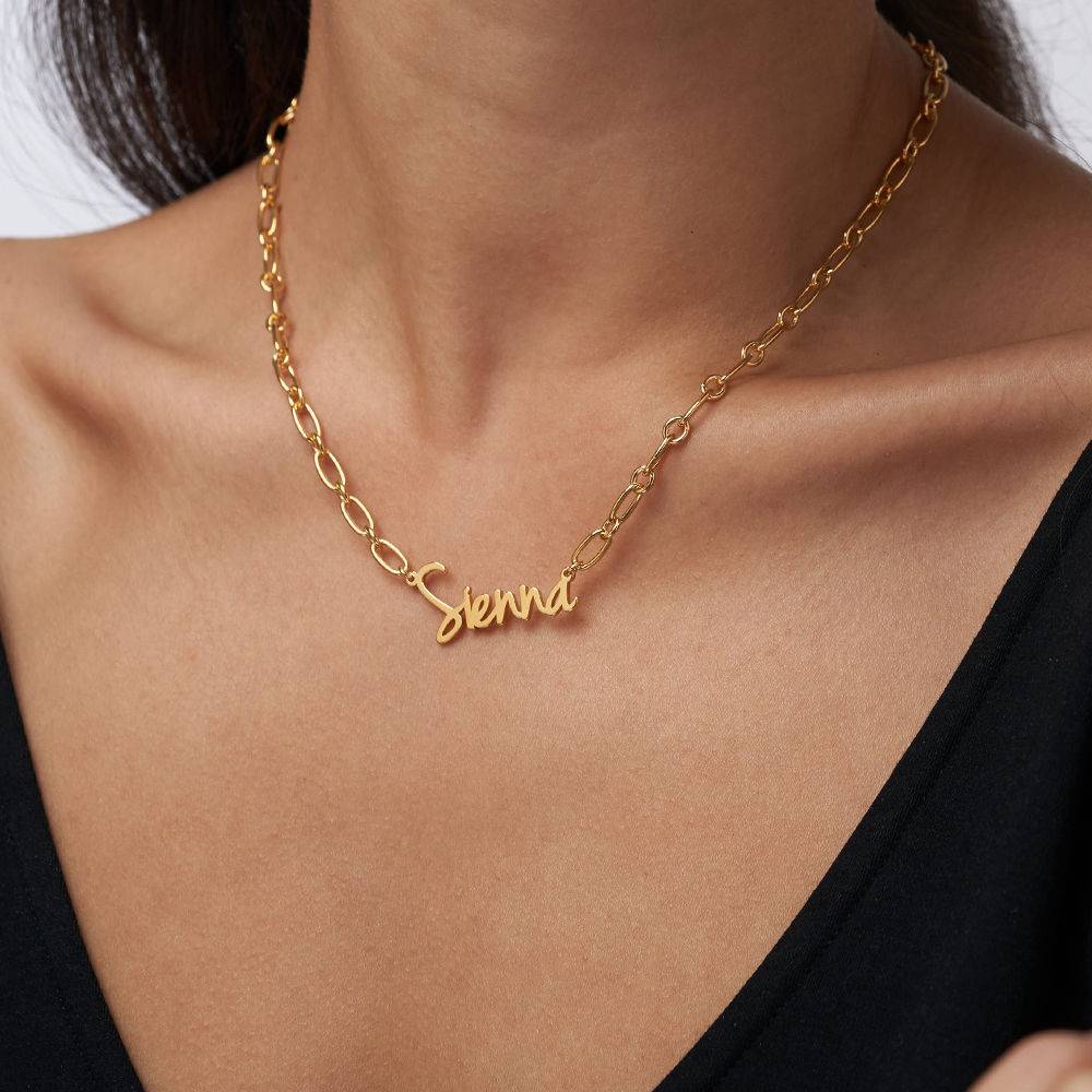 Flow Name Necklace in 18ct Gold Plating-4 product photo