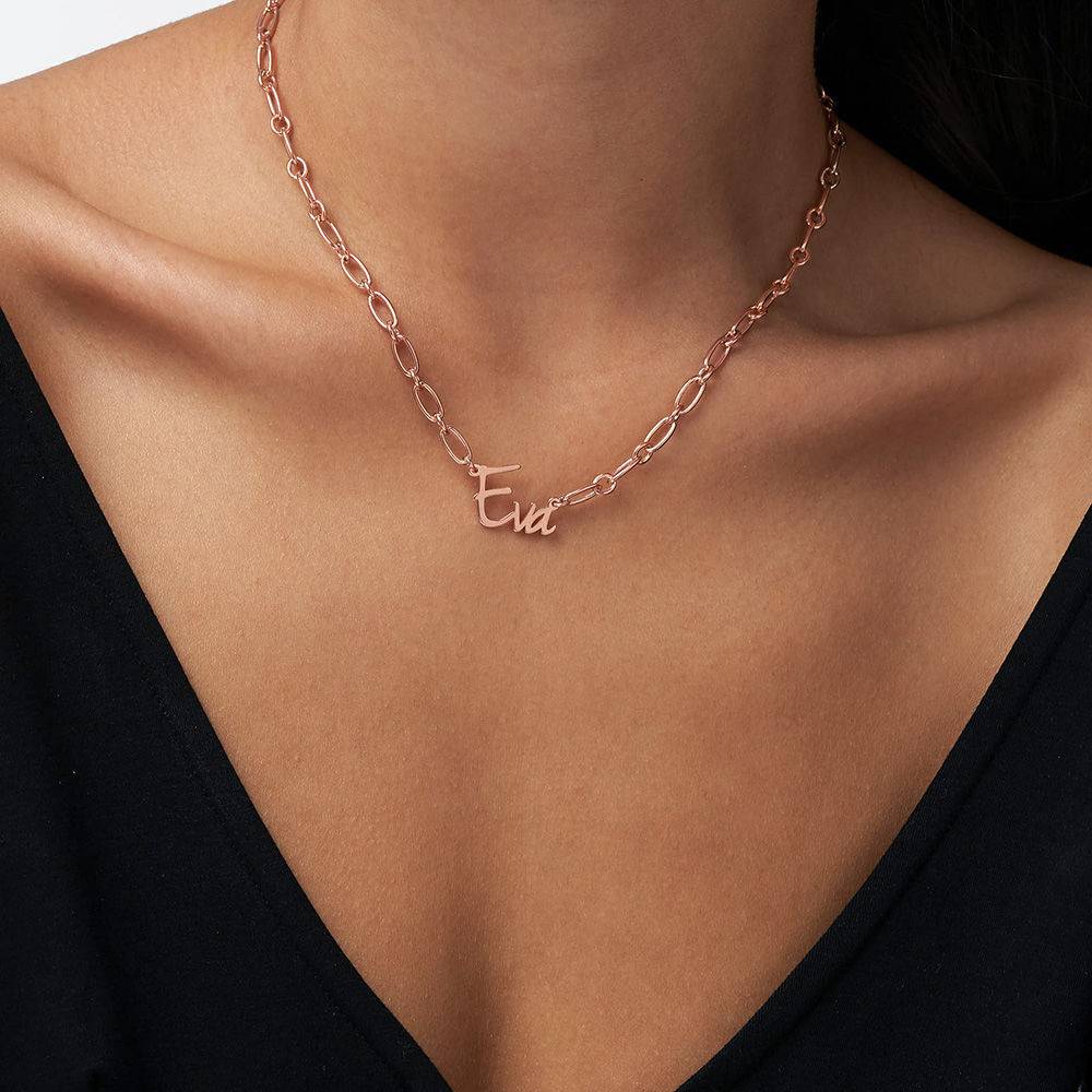 Flow Name Necklace in 18ct Rose Gold Plating-4 product photo