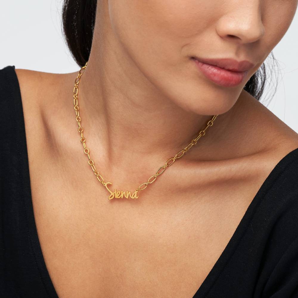 Flow Name Necklace in 18ct Gold Vermeil-3 product photo