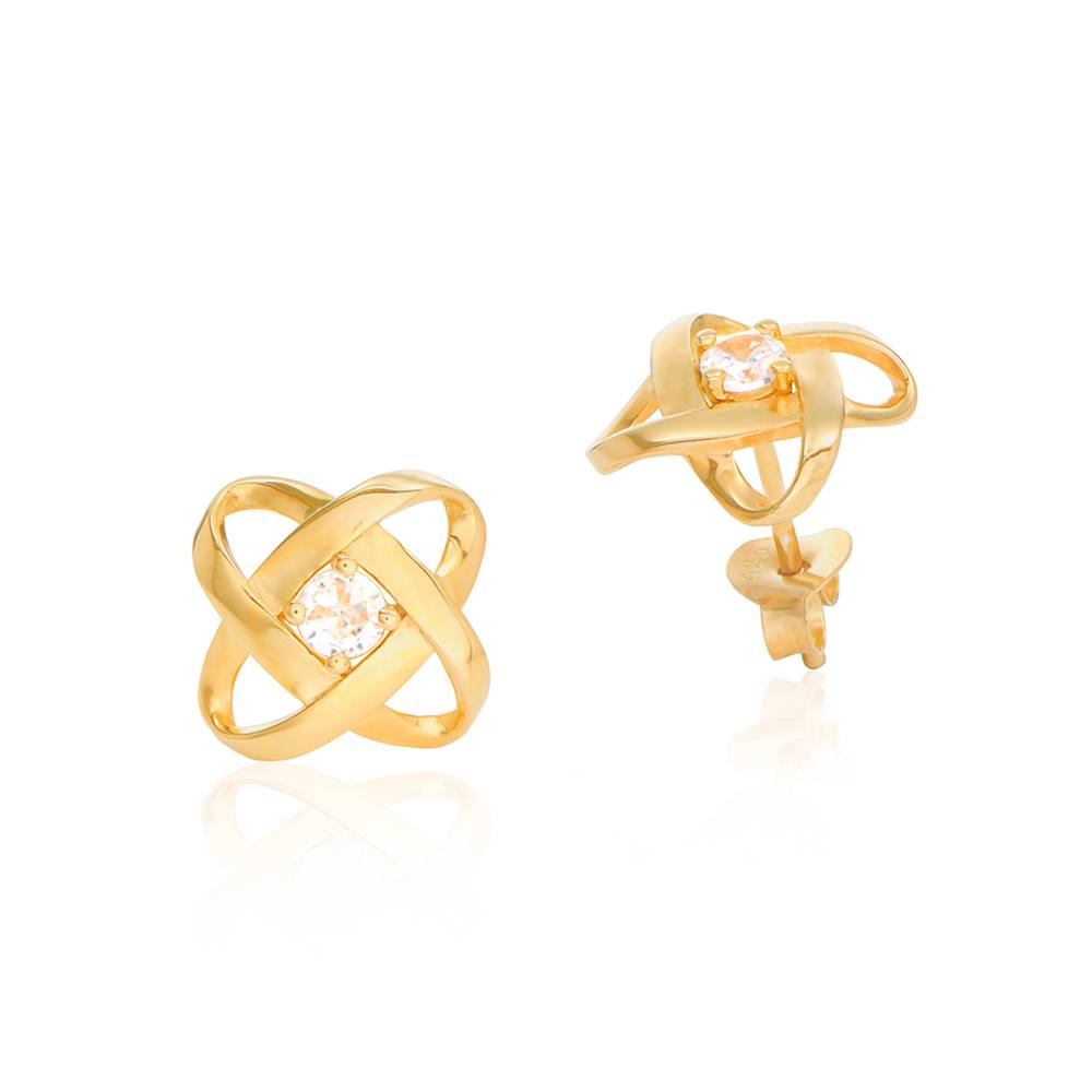 Galaxy Stud Earrings with Cubic Zirconia in 18K Gold Vermeil-3 product photo