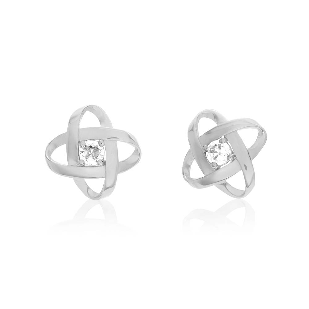 Galaxy Stud Earrings with Cubic Zirconia in Sterling Silver-2 product photo