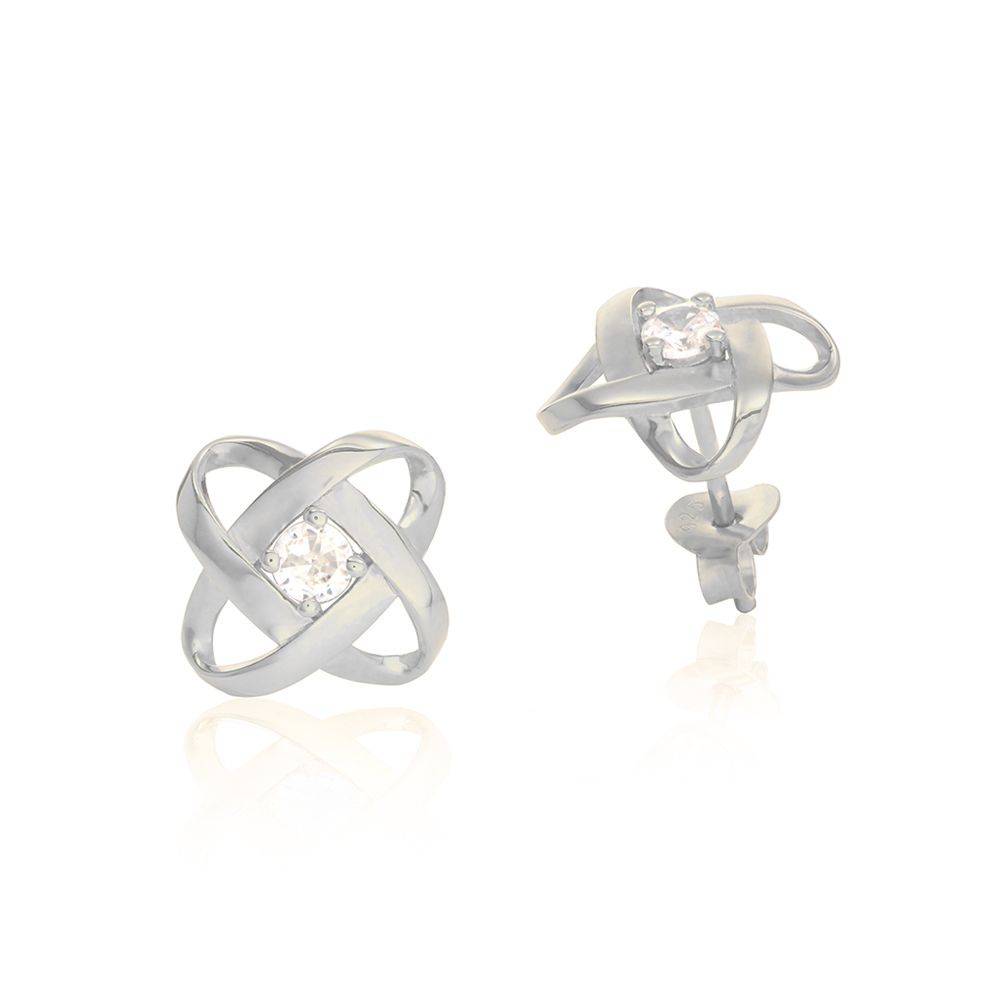 Galaxy Stud Earrings with Cubic Zirconia in Sterling Silver-3 product photo