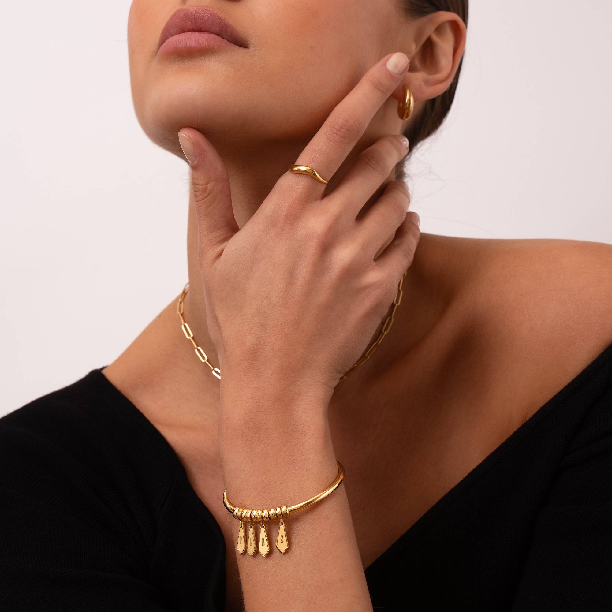 Gia Drop Initial Bangle Bracelet in 18K Gold Vermeil-6 product photo