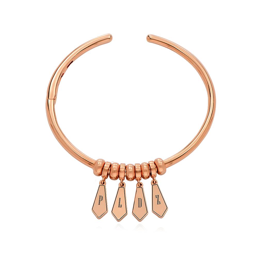 Gia Drop Initial Bangle Bracelet in 18ct Rose Gold Plating-5 product photo