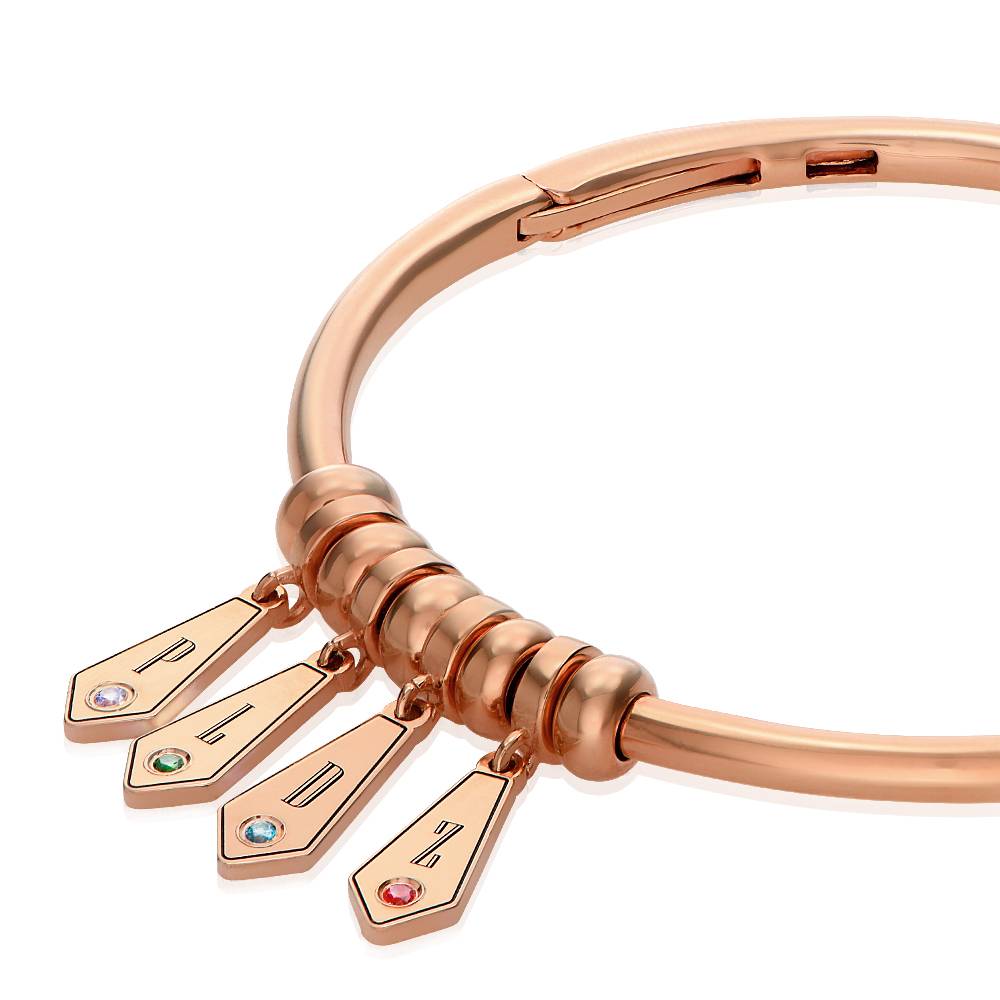 Gia Druppel Initiaal Armband met Geboortestenen in 18k Rosé Verguld Goud-1 Productfoto