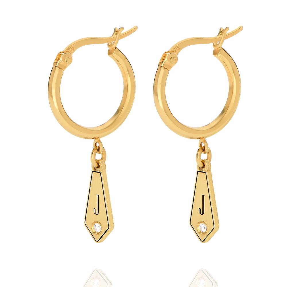 Gia Tropfen Initial Huggie Ohrringe mit Geburtssteinen - 750er Gold-Vermeil-1 Produktfoto
