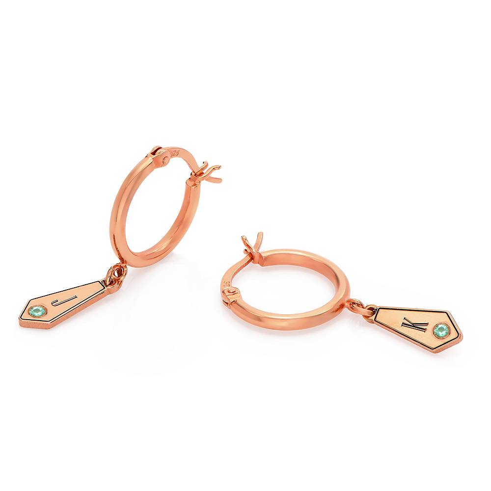 Gia Drop Initial Huggies with Birthstones in 18ct Rose Gold Plating-2 product photo