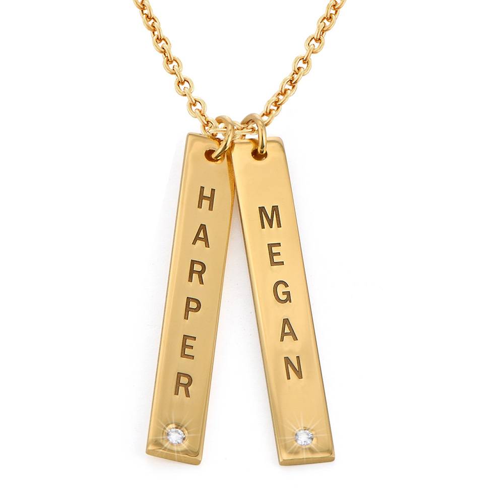 Vertical Bar Necklace with Diamond in 14ct Yellow Gold product photo