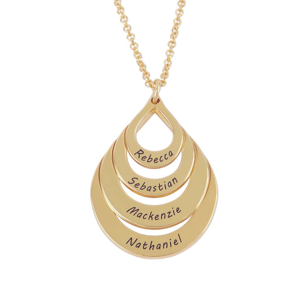 Familieketting met Vier Gegraveerde Druppels in Goud Vermeil