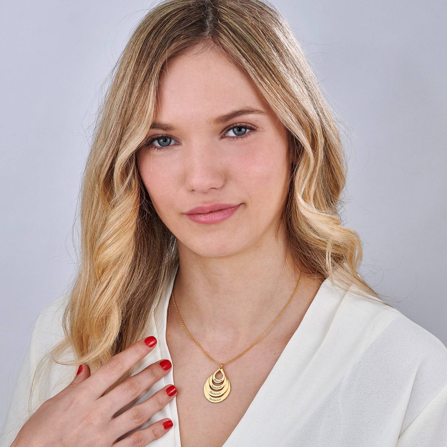 Engraved Four Drops Family Necklace in 18K Gold Vermeil-2 product photo