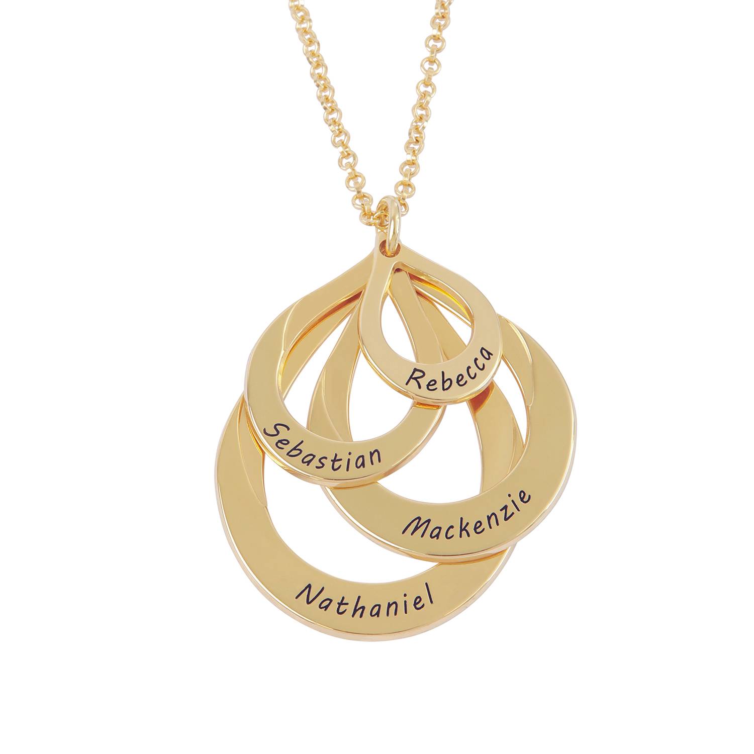 Engraved Family Necklace – Four Drops in 18ct Gold Vermeil-2 product photo