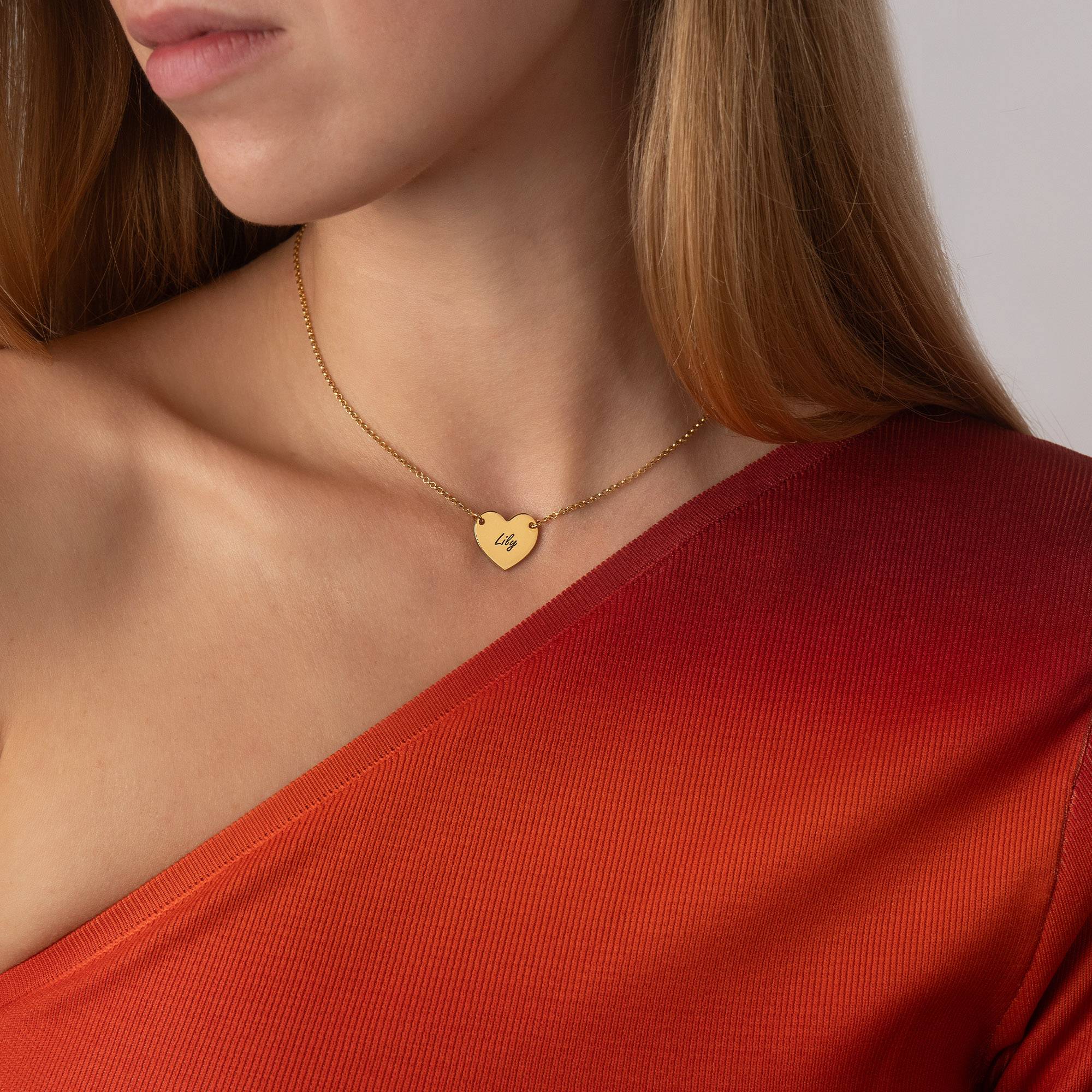 Collana con Cuore Inciso in Oro Vermeil 18k-3 Collana con Cuore Inciso in Oro Vermeil 18k-3 foto del prodotto