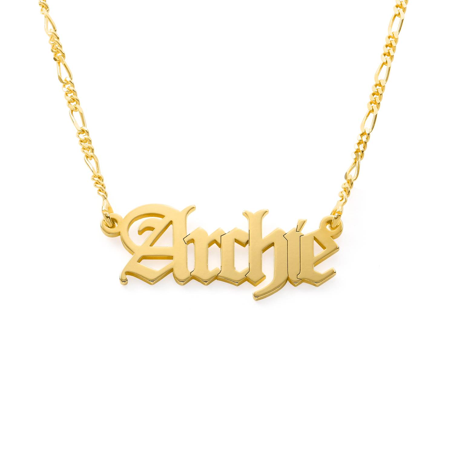 Custom Gothic Name Necklace in Gold Vermeil - Unisex product photo