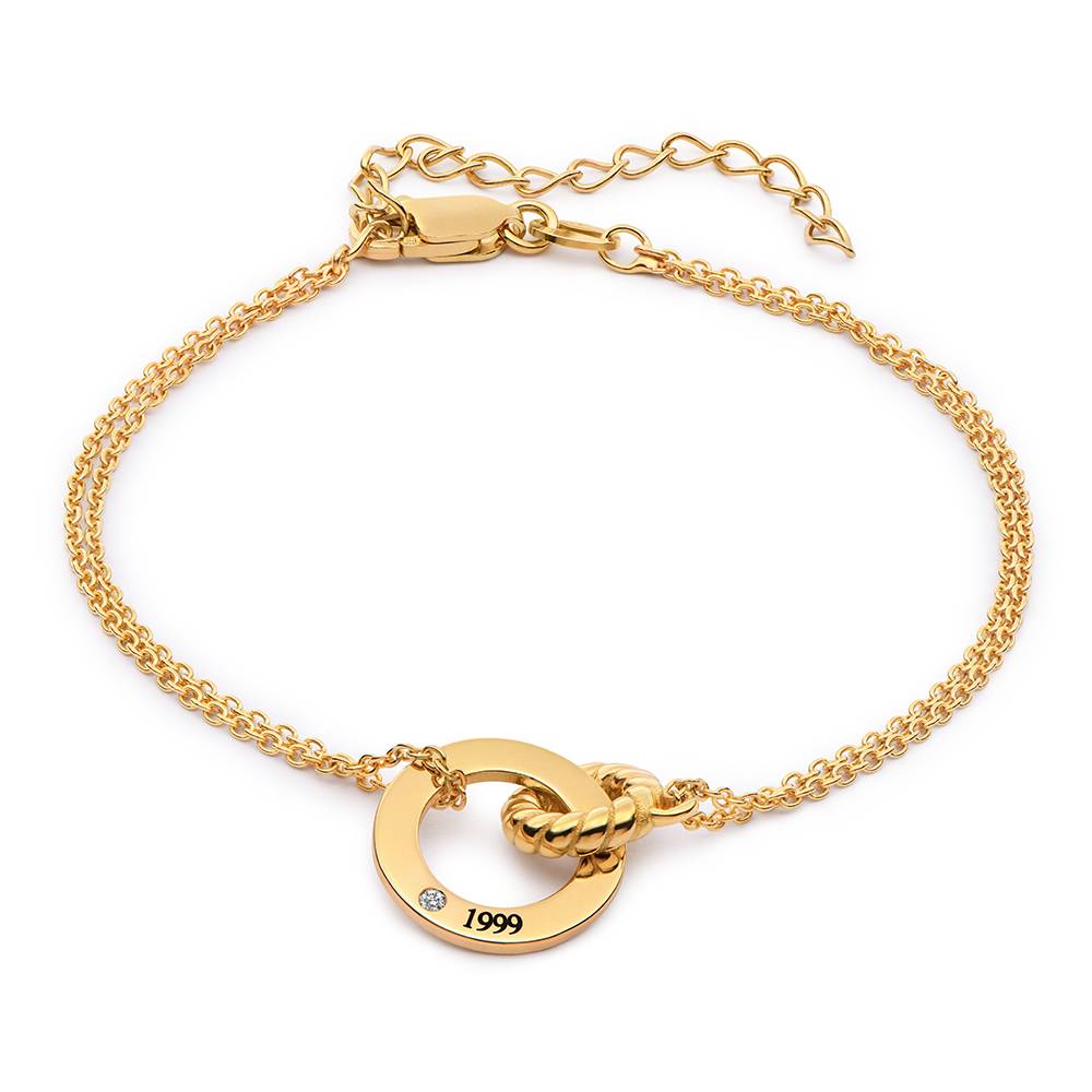 Grace Verstrengelde Armband met Diamant in Goud Vermeil
