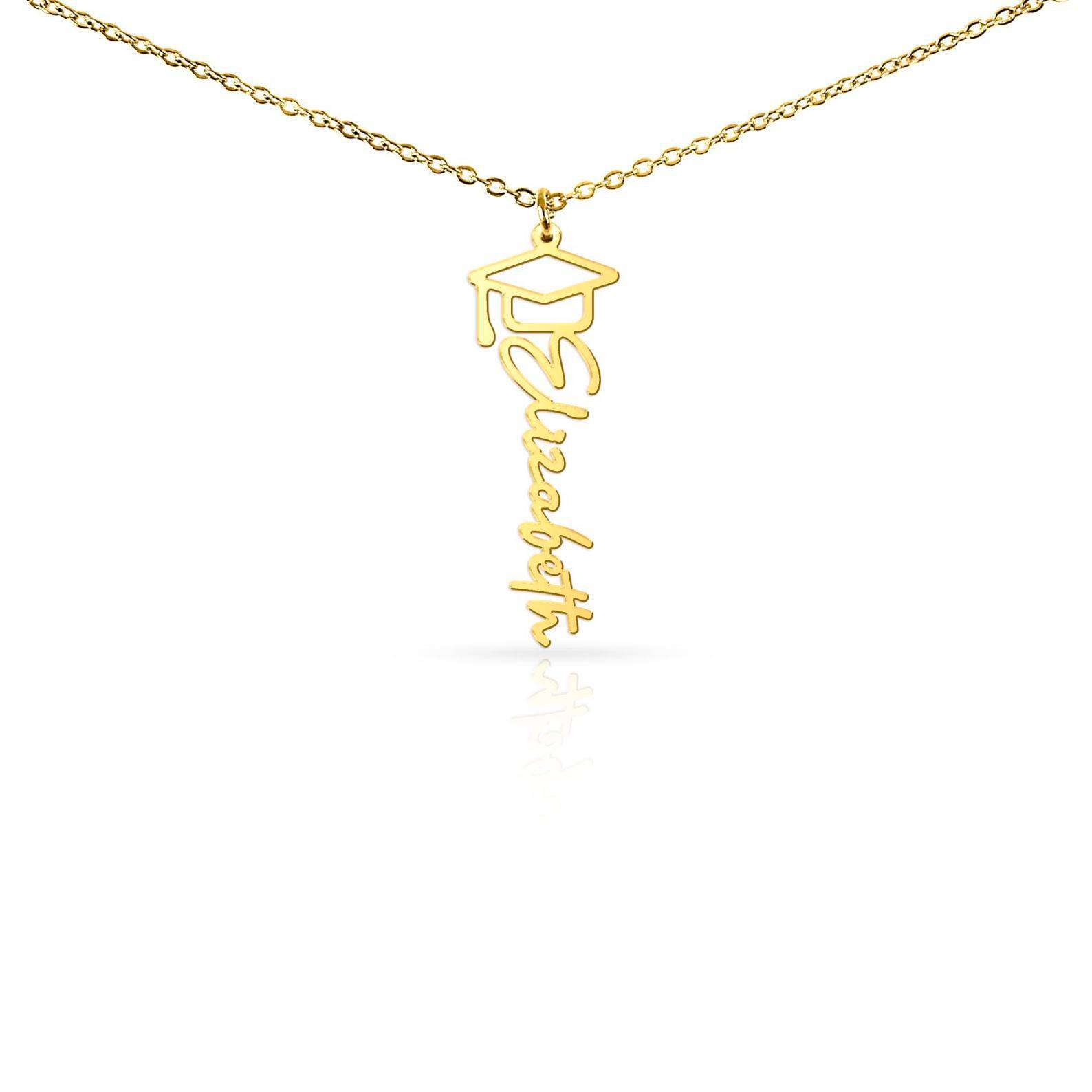 Graduation Name Necklace in 18K Gold Plated Stainless Steel-1 product photo