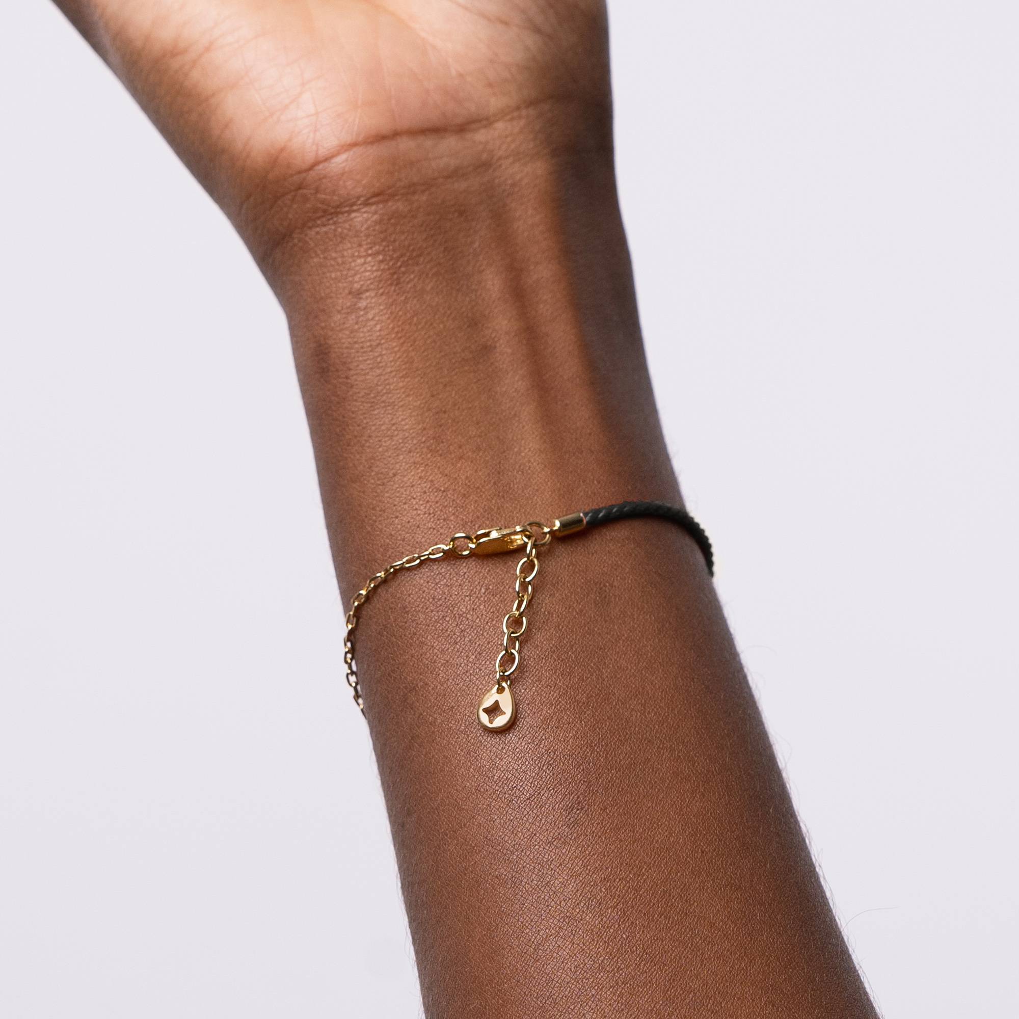 Half and Half Black Initial Bracelet with Diamond in 18ct Gold Plating-4 product photo