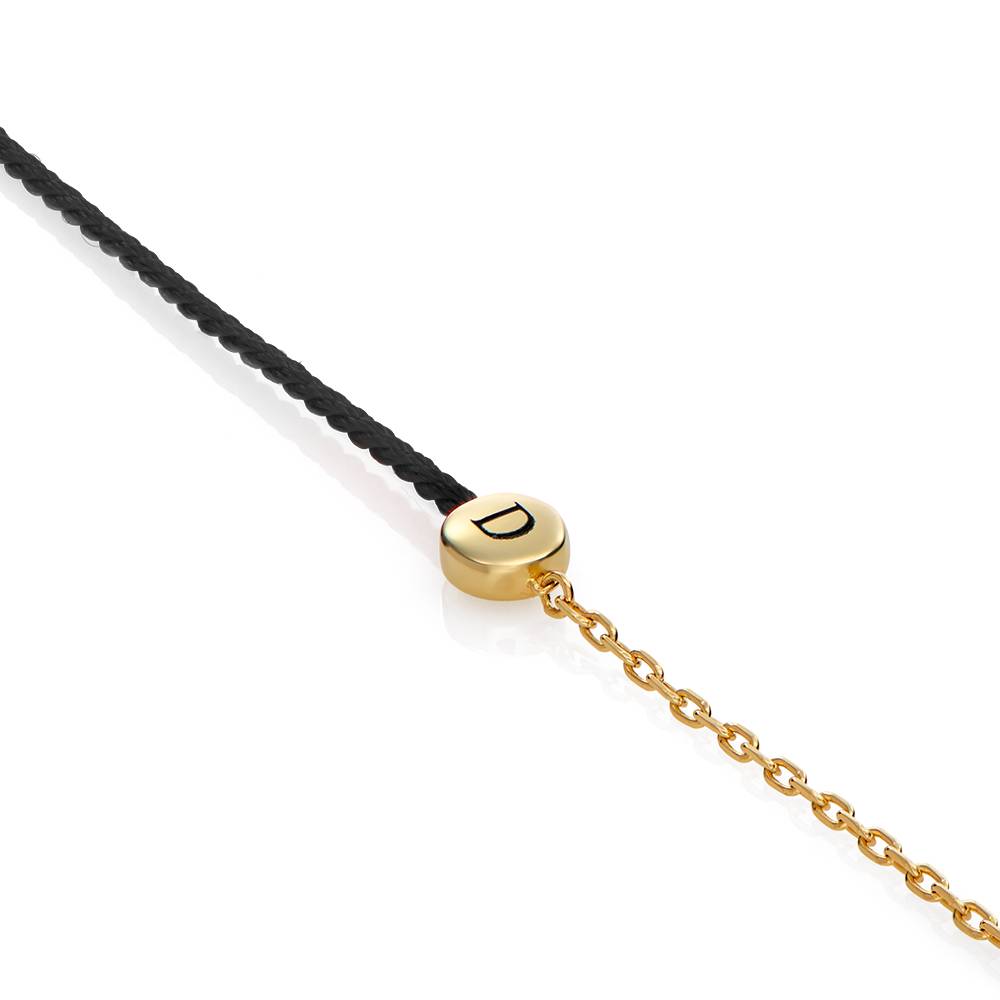Half and Half Black Initial Bracelet with Diamond in 18K Gold Plating-2 product photo