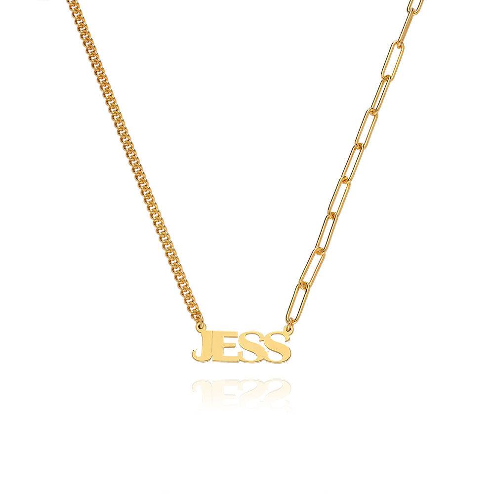 Half and Half Bold Name Necklace in 18k Gold Plating product photo