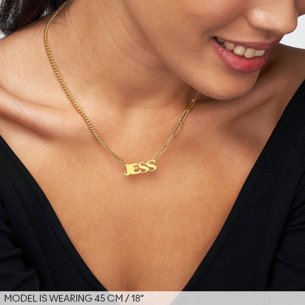 Half and Half Bold Name Necklace in 18k Gold Plating product photo