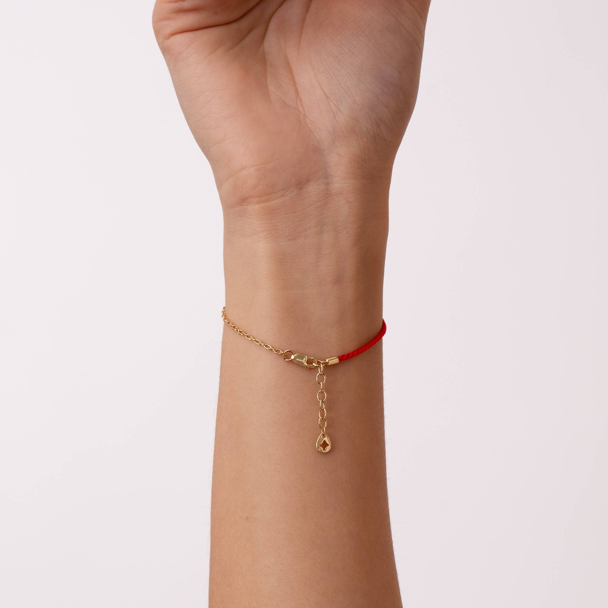 Half and Half Red Initial Bracelet with Diamond in 18K Gold Plating-2 product photo