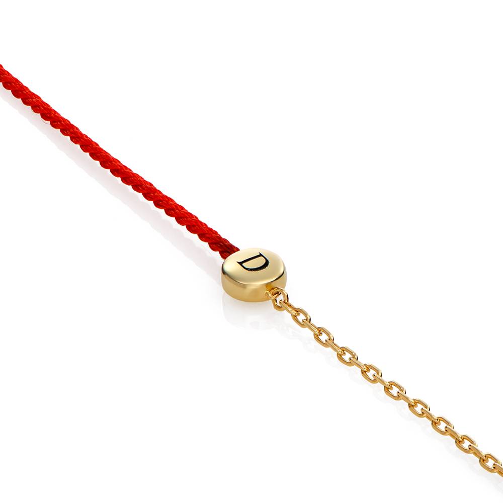 Half and Half Red Initial Bracelet with Diamond in 18K Gold Plating-6 product photo