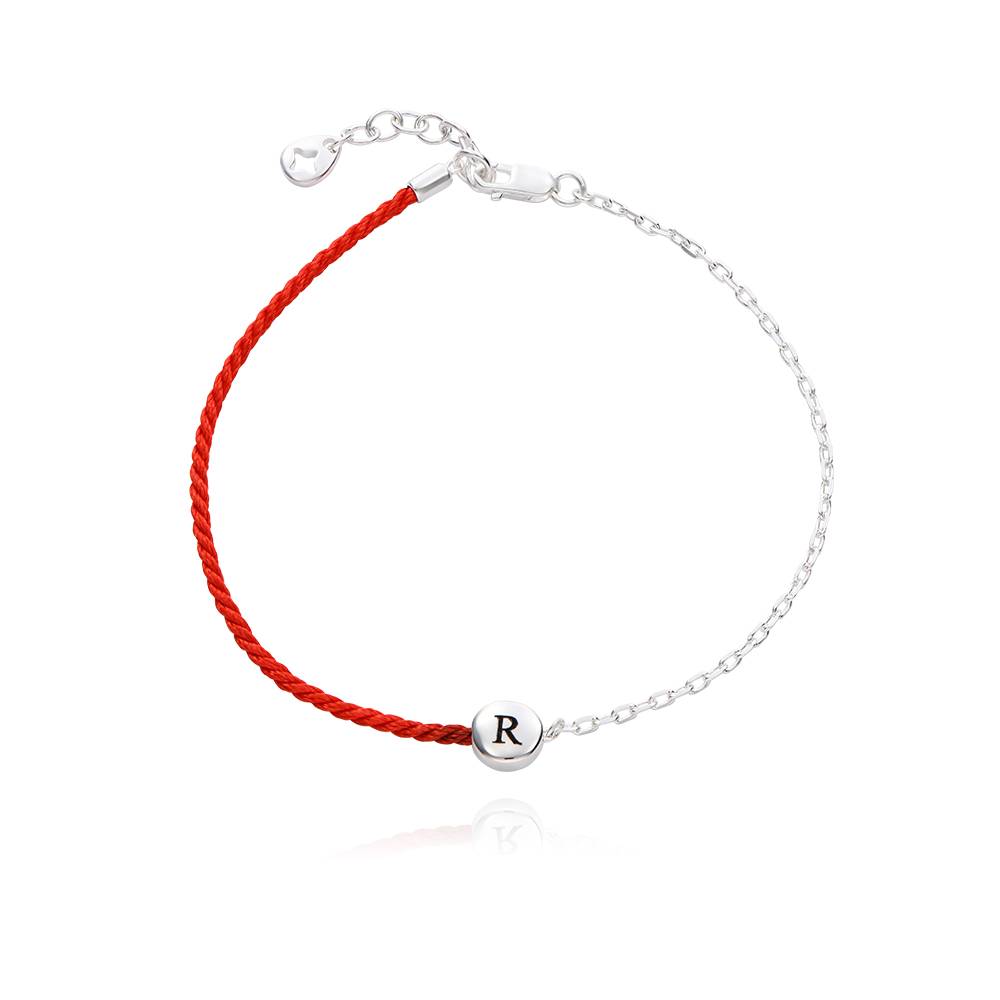 Bracelet Initiale "Half & Half" Rouge avec Diamant en Argent Sterling-2 photo du produit