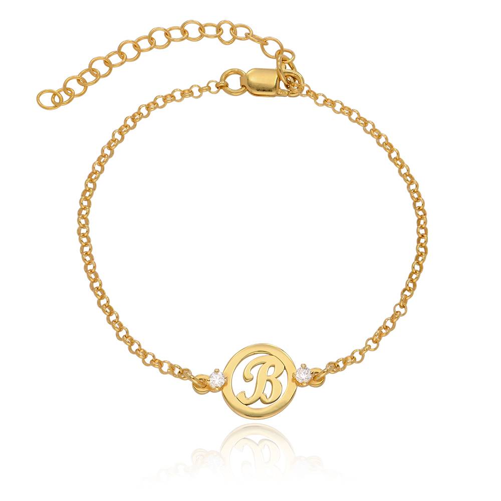 Halo Initial Bracelet with Cubic Zirkonia in 18ct Gold Plating-5 product photo