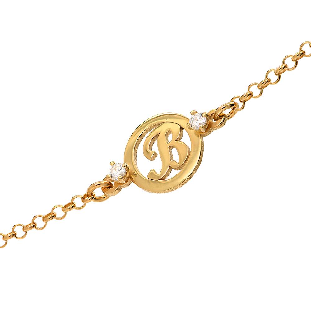 Halo Initial Bracelet with Cubic Zirconia in 18K Gold Vermeil-3 product photo