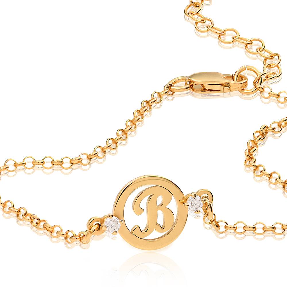 Halo Initial Bracelet with Diamonds in 18ct Gold Plating product photo