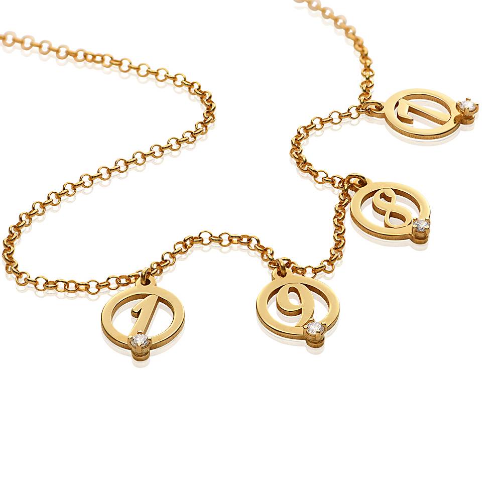 Halo Multi Initial Necklace with 0.05ct Diamonds in 18ct Gold Plating-5 product photo