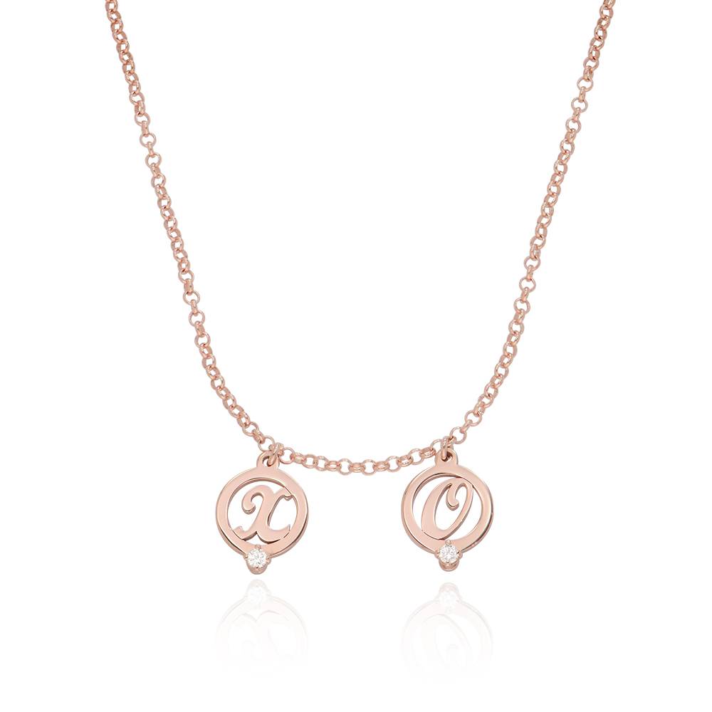 Halo Initialen Halskette mit 0.05ct Diamanten - 750er rosé vergoldetes Silber-1 Produktfoto